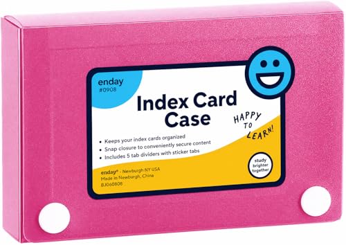 Enday Index Card Holder 3x5, Pink Index Card Case with 5 Tab Dividers, Index Card Organizer, Flash Card Holder, Holds 100 Cards - color: PINK, size: 1