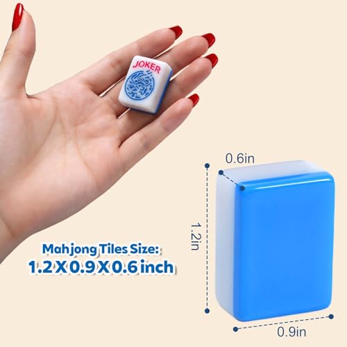 1.2-inch Premium American Mahjong Tile Set. Made of Durable and Sturdy Melamine. Perfect for Multiplayer Games, on-the-go Gaming, and Playing with Family and Friends. (Blue) - color: Blue