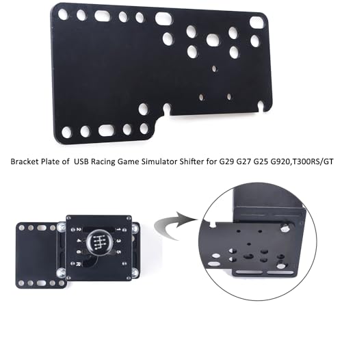 CNRAQR PC USB Racing Game Simulator Shifter with Desk/Chair Mount Bracket Plate Compatible with LO GITECH G29 G27 G25 G920,T300RS/GT 6+R - color: 6R+Plate