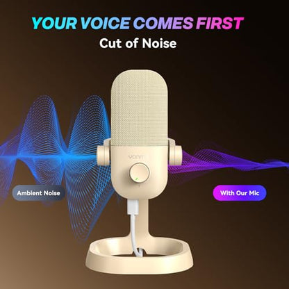 USB Microphone for PC, Plug & Play Cardioid Condenser Mic - color: Beige