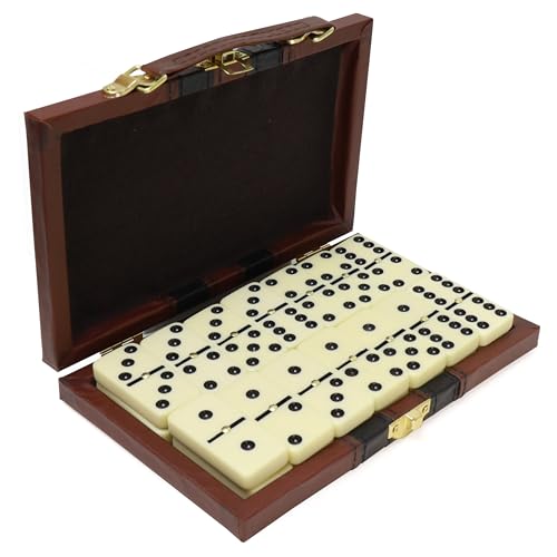 ERLLE - Premium Double 6 Dominoes Set, Classic Domino Game with Leather Case, Domino Set for Adults & Kids, Durable, Travel-Friendly, and Easy to Read Tiles