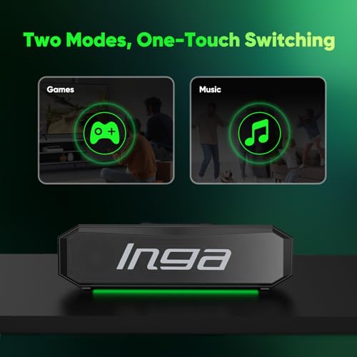 INGA Bluetooth Computer Speakers with Dual Mode Gaming & Music, USB Powered | Plug and Play, Colorful LED Lights, Compatible with Desktops, Laptops, Phones, Tablets - size: Bluetooth Speaker