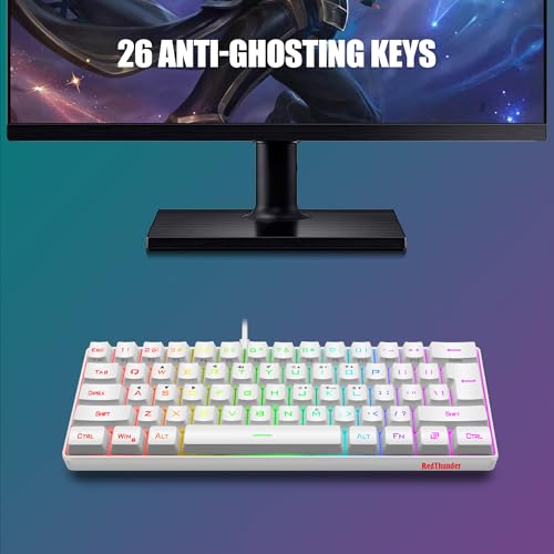 RedThunder 60% Mini Gaming Keyboard and Mouse Combo, Lightweight, Ultra-Compact 61 Keys RGB Backlit,7200 DPI Honeycomb Optical Mouse, Wired Gaming Set for PC MAC PS5 Xbox Gamer(White) - style: 01 White Wired Combo
