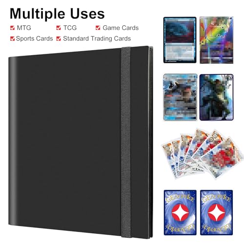 GEAoffice Card Binder, 12 Pockets Trading Card Album Folder, 624 Side Loading Pocket Binder for Yugioh, MTG, TCG, Black - color: Black-2, size: Large-12 Pockets
