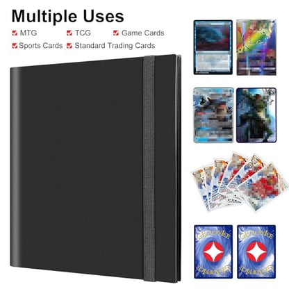GEAoffice Card Binder, 12 Pockets Trading Card Album Folder, 624 Side Loading Pocket Binder for Yugioh, MTG, TCG, Black - color: Black-2, size: Large-12 Pockets