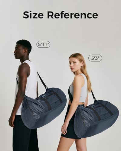 pack all 65L Foldable Travel Duffel Bag, Shoe Compartment Weekender Bag | Ultralight, Packable, Water Resistant, Tear Resistant Nylon, Detachable Strap, Luggage Sleeve, For Travel, Camping, Navy - color: Navy, size: 65L