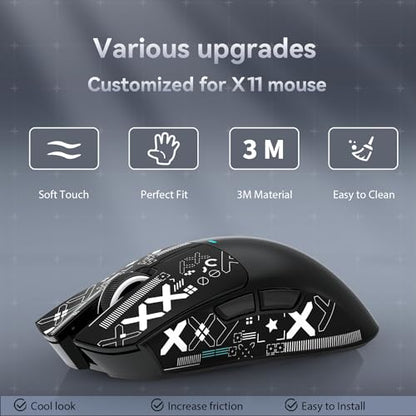 MAGIC-REFINER Attack Shark Gaming Mouse Anti-Slip Grip Tape, Compatible with Superlight Wireless pc Mouse,Sweat Resistant,Fine Feel,Cut to Fit,Cool Mouse Skins for Video Games/Office/Study(Black) - color: Griptape （black）
