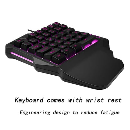 RGB One Handed Keyboard, Wired Gaming Backlit 35 Keys, Mini Portable Keyboard for PS4 Xbox PC, 8 Lightning Modes