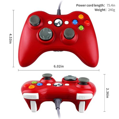 OSTENT Wired USB Controller Gamepad Joystick for Microsoft Xbox 360 Console Windows PC Laptop Computer Video Game Color Red - color: Red