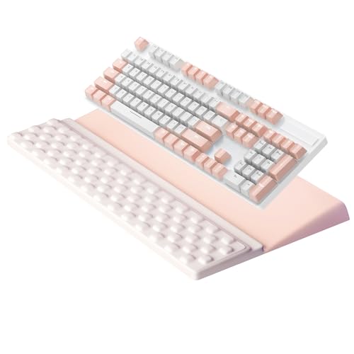 Ospelelf Keyboard Wrist Rest, Ergonomic Memory Foam Wrist Support for Typing & Gaming, Tilted Keyboard Pad, Aesthetic Desk Accessories for Office, Relief for Carpal Tunnel & Wrist Pain, Pink White - color: Pink White