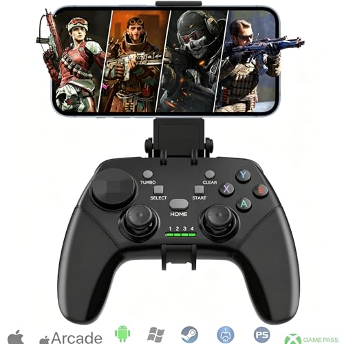 Megadream Wireless Mobile Gaming Controller Gamepad for iPhone/Android/iPad/PC/Switch/PS4/iPad Joystick with Phone Holder, Supported Cloud Game, Streaming on PS5/X-box, Turbo, Direct Play, iPhone 17 - color: Black