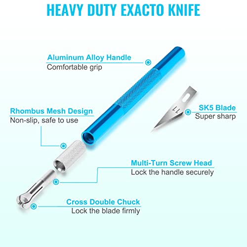 DIYSELF 55 PCS Exacto Knife Set, Hobby Knife Kit, A5 Mat & Blades Included | Craft knife and hobby knife kit for scrapbooking, stencils, fondant, paper cutting and precision art carving