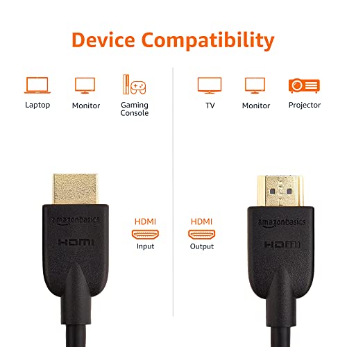 Amazon Basics HDMI Cable, 2-Pack, 3ft, 4K@60Hz, High-Speed 4K HDMI 2.0 Cord for Blu-ray, Ethernet, 2160p, 48 bit, Compatible with TV/PS5/Xbox/Roku, Black - size: 3 Feet