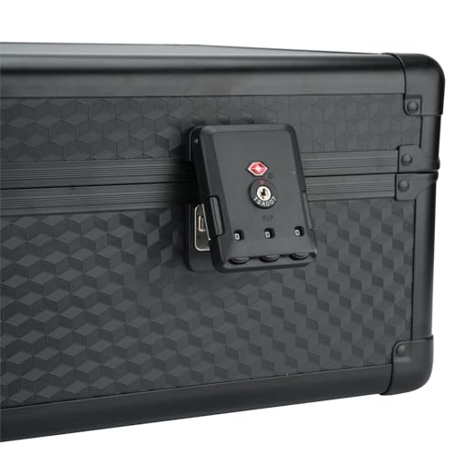 6 Row 250+ TSA Combination Lock Trading Deck Cases Graded Card Case Psa Graded Card Storage Box Psa Slab Case (Hexagonal prism, BLACK) - color: BLACK