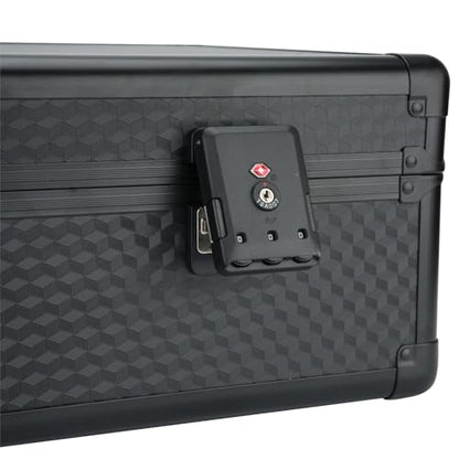 6 Row 250+ TSA Combination Lock Trading Deck Cases Graded Card Case Psa Graded Card Storage Box Psa Slab Case (Hexagonal prism, BLACK) - color: BLACK