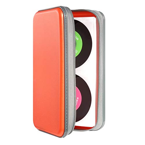 UENTIP 96 Capacity CD Case,Portable DVD Hard Plastic Case Holder CD Organizer Wallet Protective DVD Storage (96, Orange) - color: orange