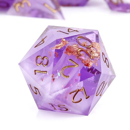 Haxtec DND Dice Set Sharp Edge Resin Dice Set with Dice Case, D and D Dice, Polyhedral D&D Dice Set Compatible with Dungeons and Dragons TTRPGs DND Gift - color: Purple White