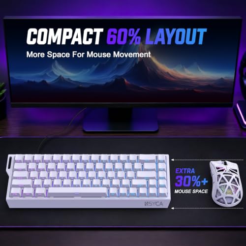 WIN68 HE Hall Effect Keyboard, Rapid Trigger Magnetic Gaming Keyboard, 8000Hz Polling Rate, DKS & SOCD, 0.01mm Adjustable Actuation, RGB PBT Keycaps, 60% Wired Keyboard for FPS Gaming PC & Mac - color: WIN68 White Side-Printed