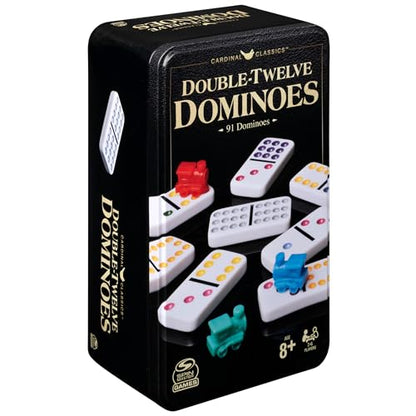 Spin Master Games Double 12 Dominoes Set in Storage Tin Classic Tile Game - style: Double 12 Dominoes Set