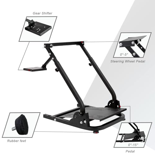 Hottoby Racing simulator cockpit Steering Wheel Stand Foldable&Multi-level Adjustable Fit for Logitech G25 G27 G29 G920 G923, for Thrustmaster T150 T248 T300 Gaming Simulator Cockpit,No Wheel Pedals