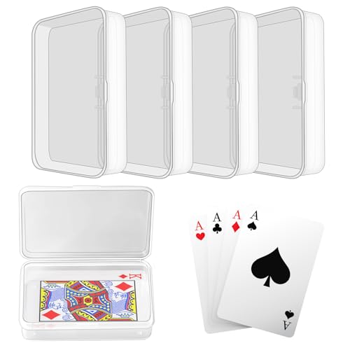 Blank Card Case, 4 Pack Clear Plastic Card Deck Box, Snaps Closed | Storage Box for Base Ball Trading Cards, Business Cards & More - color: 4 PCS Clear