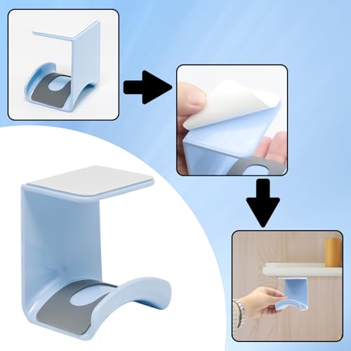 1Pcs Blue ABS Plastic Headphone Stand Hanger, Hanging Headset Holder Hook Under Desk, Adhesive Earphones Hangers for Desk Headphone Hanger, Most Headphones and Controller - color: Blue, size: Under Desk