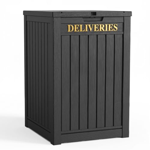 PatioZen Package Delivery Box, Waterproof Outdoor Container Lockable, Black | 55 Gallon with Lockable Secure,Outdoor Package Drop Container Waterproof for Porch Patio and Curbside - color: Black, size: 55 Gallon
