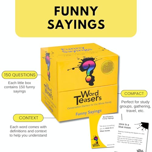 ? WORD TEASERS Funny Sayings Conversation Cards - Conversation Starters for Families - Funny Sayings Idioms Game - Funny Flash Cards & Literary Game for Kids & Adults Ages 8+ - 150 Questions - style: Funny Sayings