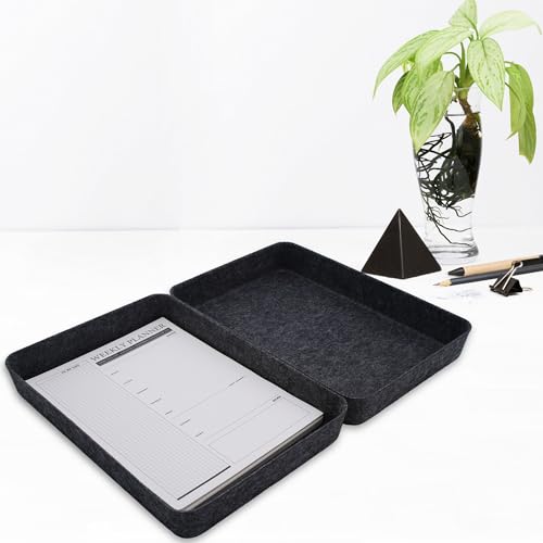 2pc Office desk drawer organizer tray documents Storage bin Charcoal - color: Charcoal