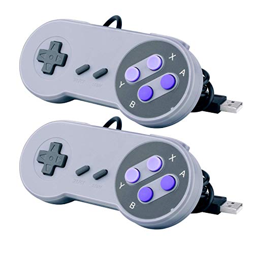 2 Packs USB Controller for Super NES SNES, USB Famicom Controller Joypad Gamepad for Laptop Computer Windows PC/MAC/Raspberry Pi