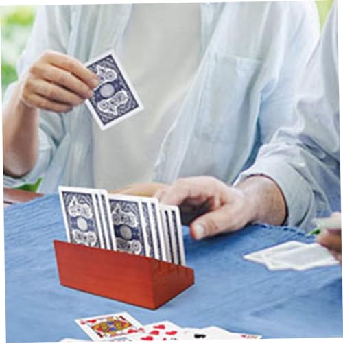 OSALADI Wooden Game Card Stand Sturdy Playing Card Holder with Multiple Slots for Easy Viewing for Games and Board Brown