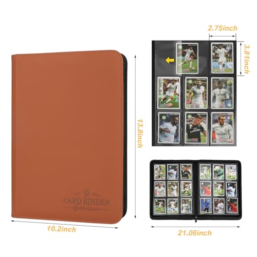 Trading Card Binder, Card Collection Binder Album Folder with 540 Side Loading Pockets, 9 Pocket Trading Card Album Folder for TGC,MTG, Baseball Cards, Yugioh - color: R-brown