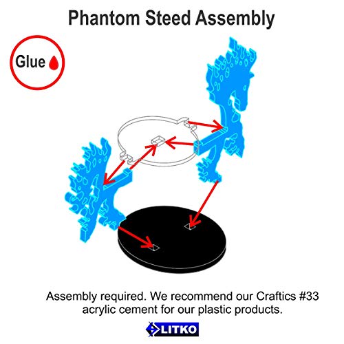 LITKO Phantom Steed Character Mount | Compatible with D&D & Pathfinder | Fluorescent blue acrylic phantom steed mount | 40mm round base | 30mm platform for hero | Requires glue assembly - style: 40mm Round Base