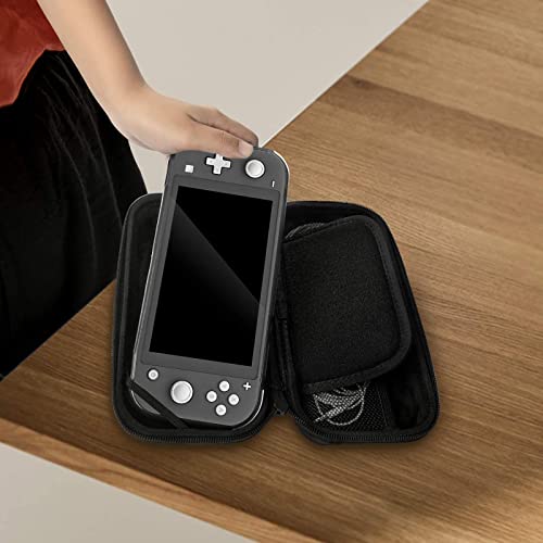 CALLCASE Carrying Case for Switch Lite with Glass Screen Protector, Portable Hard Shell Travel Case Storage Bag for Switch Lite Console and Accessories holds 10 Game Cartridges - Black