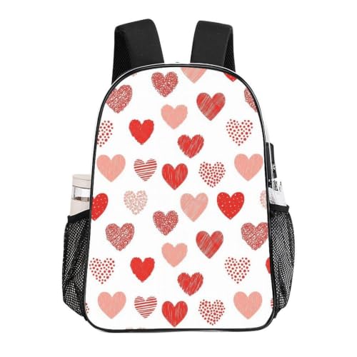 Stadium Approved Heavy Duty Clear Bookbag Adjustable Shoulder Straps | Water Resistant, Valentines Day Love Hearts Red, Heavy Duty Stadium Approved See Through Bag for Beach Travel Seaside - color: Pattern (503)