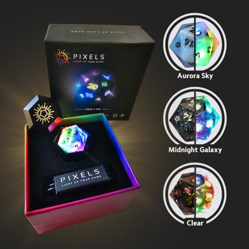 Electronic Dice - D20 (Midnight Galaxy) - RGB Polyhedral Dice, App-Controlled Light Patterns & Audio, Wireless Charging, Resin, VTT Connectable via Bluetooth, for Role Playing Games Like DND! - color: Midnight Galaxy