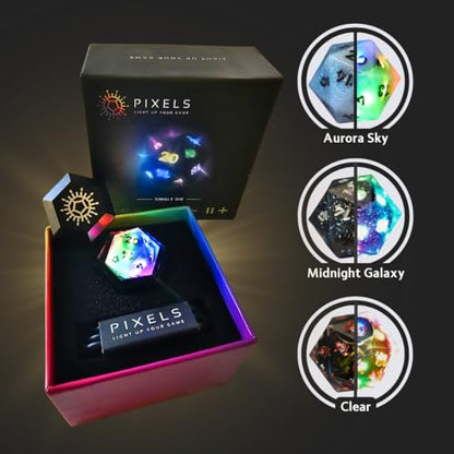 Electronic Dice - D20 (Aurora Sky) - RGB Polyhedral Dice, App-Controlled Light Patterns & Audio, Wireless Charging, Resin, VTT Connectable via Bluetooth, for Role Playing Games Like DND! - color: Aurora Sky