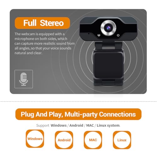 1080P Webcam with Microphone, HD Webcam Web Camera with Tripod Stand, Widescreen USB Computer Camera, Streaming Mic Web cam for Online Calling/Conferencing,Facetime/YouTube Desktop Laptop PC