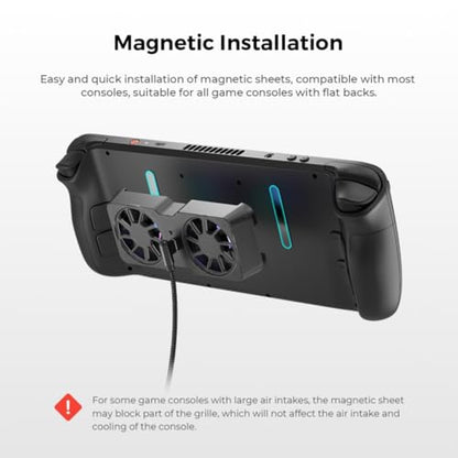 Magnetic Cooling Fan for Steam Deck for ROG Ally X for Legion Go 6000RPM 45mm Dual Fans 10-16CFM Airflow with 3 Speeds