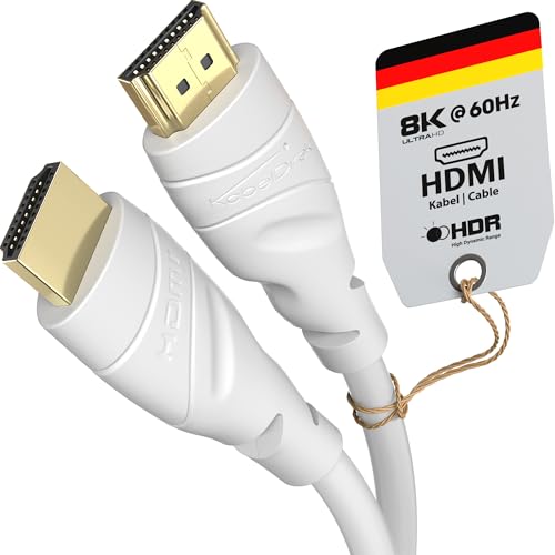 KabelDirekt – 8K & 4K HDMI Cable – 16ft – White – for PS5, Blu-ray, Xbox | 10K, 8K@60Hz & 4K@120Hz, High Speed HDMI with Ethernet – for PS5, Xbox Series X, Switch, Blu-ray - color: White, size: 16 ft, style: 1-Pack