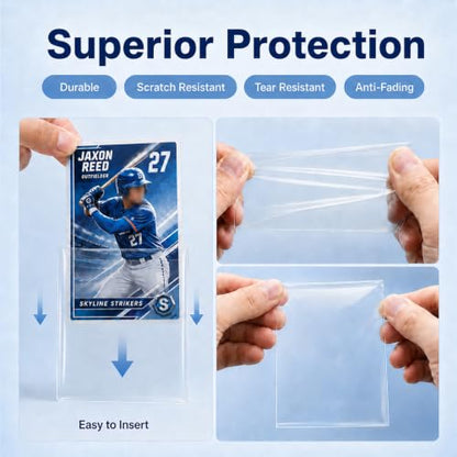 600ct Clear Card Sleeves for Trading Cards, Plastic Card Sleeves, Game, Sports Cards, Standard Cards, Baseball Football Cards, Open Top, Non-PVC - size: 600PCS