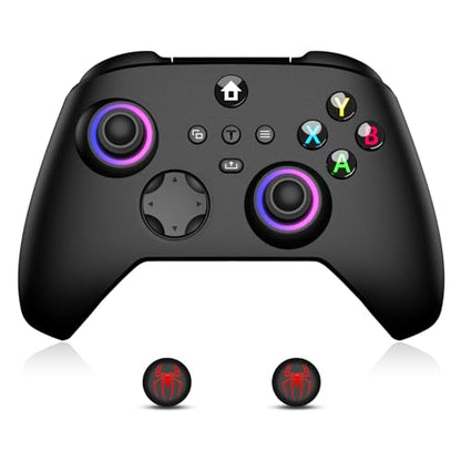Moonag Wireless Controller for Xbox, Compatible with Xbox Series X/S/One/PC, With 2 Silicone Thumb Grips, Hall Effect Joysticks, 2.4GHz Wireless Adapter Gamepad with RGB Light, Dual Vibration, TURBO - color: Black