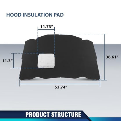 PIT66 Hood Insulation Pad Compatible with Benz W124 E Class 1990-1995 / 300CE 300E 300TE 1990-1993 / 400E 500E 1992-1993 / E320 E420 1994-1995 / E500 1994 1246820726 Black - style: 1990-1995 Benz W124 E Class