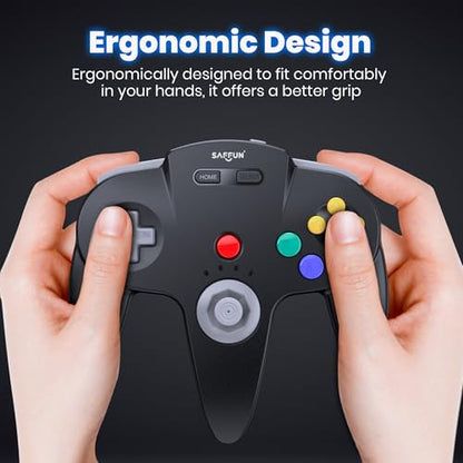 2 Pack Wireless N64 Controller for Switch 1 & 2, N64 Console, Lemon/Black | (Built-in Vibration) (Rechargeable) (3D Analog Stick), 2.4 GHz USB & N64 Receiver Made for Switch Online, Windows PC, macOS - color: Two Pack Lemon/Black