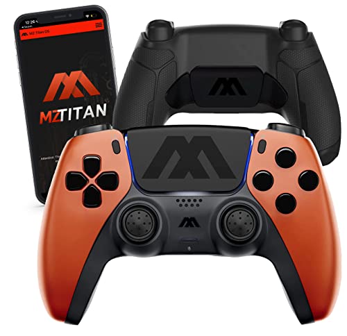 MODDEDZONE Extreme Modded Controller + Anti Recoil |Back Remappable Paddles|Interchangeable Thumbsticks| Hair Triggers|Tactical Buttons| Compatible with PS5 Console & PC | APP controlled (Soft Orange) - color: Soft Orange