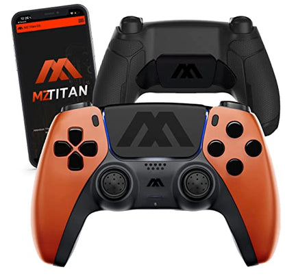 MODDEDZONE Extreme Modded Controller + Anti Recoil |Back Remappable Paddles|Interchangeable Thumbsticks| Hair Triggers|Tactical Buttons| Compatible with PS5 Console & PC | APP controlled (Soft Orange) - color: Soft Orange