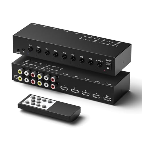 8-Input to 1-HDMI-Output Converter (Consisting of 4 AV Inputs and 4 HDMI Inputs) Switchbetween Quick Different Sources(8 in-1 Out) - style: 4HDMI+4AV to HDMI Converter
