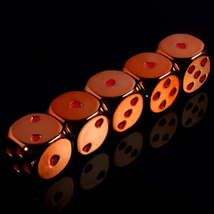 16mm Orange Metal Dice Set - 5-Piece Solid Iron Dice with Case, 6-Sided Metal Dice for Board Games, Poker Parties, Tabletop RPG, Geek Gifts - color: Orange