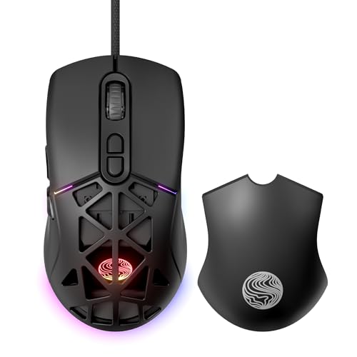 Neptune Blade Ergonomic Lightweight LED Gaming Mouse | Wired USB Corded Mouse with Backlight Effects (Black)