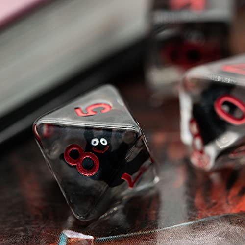 Cusdie 7-Die Dice DND, Polyhedral Dice Set Filled with Animal, for Halloween Role Playing Game D&D Dice(Bat) - color: Black Bat